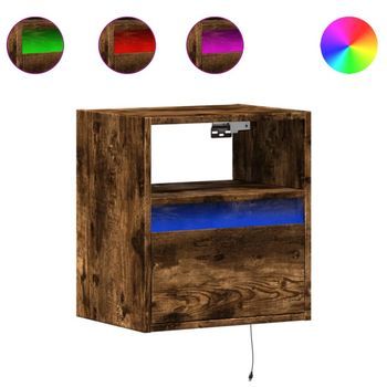 Muebles Tv | Mueble De Salón | Gabinete De Tv De Pared Luces Led 2 Uds Roble Ahumado 41x31x45 Cm