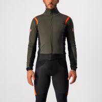 castelli alpha ros 2 jacket - l - military greenfiery red-silver