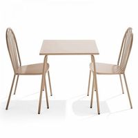 conjunto de mesa de jardin y 2 sillas de bistro de acero en color topo palavas - oviala