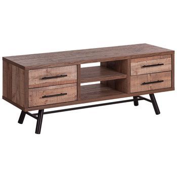 Soporte Para Tv Madera Clara Hasta 57ʺ Recomendado Para Tv 2 Estantes 4 Cajones Minimalista Atlanta