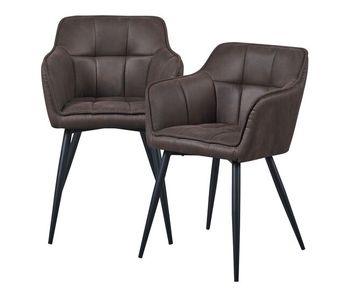 Set de 2 sillas de comedor birmingham con reposabrazos 81x57x53 cm - marrón oscuro [en.casa]