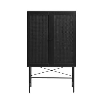 Buffet alto 2 puertas de madera y metal h135cm - negro