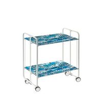 carrito auxiliar plegable bauhaus con ruedas - armazon metalico blanco 2 niveles y 4 posiciones ajustables65