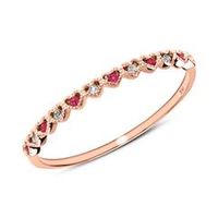 anillo corazones de oro rosa de 14 quilates con rubi y topacio blanco