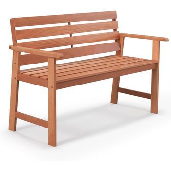 Banco Jardin Exterior De 2 Asientos Listones Transpirables Y Respaldo Inclinado Costway 121 X 64 X 84 Cm