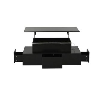 Mesa de centro elevable 100x50x40 cm - 4 cajones, con led, con almacenamiento, negro