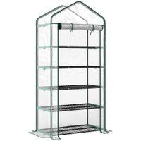 outsunny invernadero de jardin pvc con estantes 5 niveles invernadero de balcon chasis de acero puerta con cremallera 90x49x193cm transparente   aosom espana