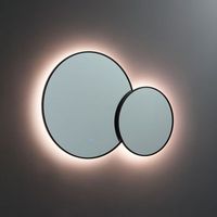 doble espejo redondo con borde negro 103x70 retroiluminacion led