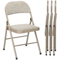 homcom juego de 4 sillas plegables tapizadas en lino sintetico con respaldo y estructura de acero para salon 45x46x78 cm beige