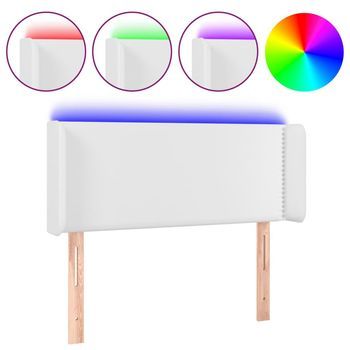 Cabecero Con Led Cuero Sintético Blanco 103x16x78/88 Cm Vidaxl