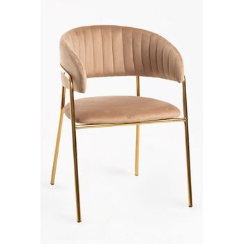 Silla Moniel Golden Terciopelo De Terciopelo 78*57*52 Cm - Champán
