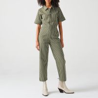 seventy  mochi pearl striped denim jumpsuit - uk 10