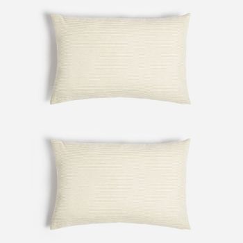 ïn home Linen Cotton Stripe Cushion Cover - Natural - 75x50cm - Set of 2