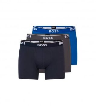 BOSS para hombre. 50475282 Pack de 3 boxers logotipo azul. gris, marino (L), Casual, Homewear, Algodón