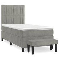 cama tapizada 203x90x128 cm contrachapado madera procesada - gris
