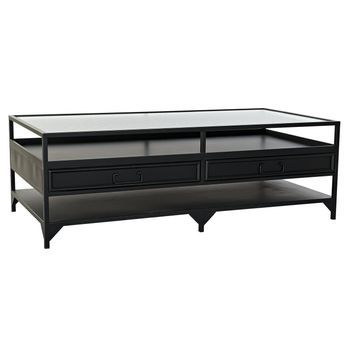 Mesa Centro Metal Cristal 120x60x40 Negro