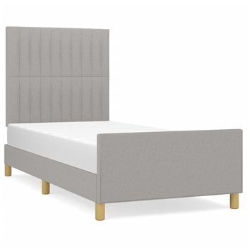 Estructura De Cama Sin Colchón Tela Gris Claro 90x190 Cm Vidaxl