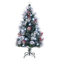 arbol de navidad flocado artificial 150cm 170 ramas pino 18 racimos bayas pinas fibras opticas cfw64247