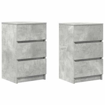 Mesillas De Noche Con 3 Cajones 2 Uds Gris Hormigón 39x35x65 Cm Vidaxl