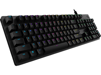 Teclado gaming - Logitech G512 Carbon, Cable, Mecánico, Iluminación RGB + Lightsync, GX Brown, Funciones específicas gaming, Negro