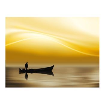 Papel Pintado 3d - Fishing At Sunset (250x193 Cm)