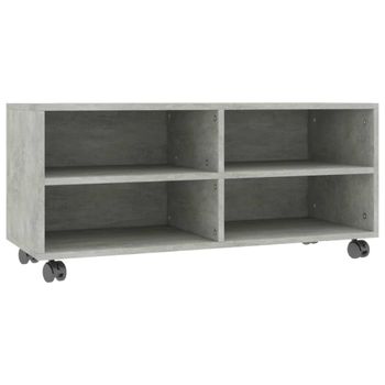 Mueble tv con ruedas madera gris hormigón 90x35x35 cm