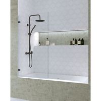 mampara de banera frontal puerta abatible  vidrio templado 6mm antical  altura 150cm  85cm negro  transparente - 85 cm - negro mate