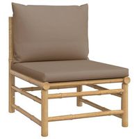 sofa central de jardin  sofa de exterior bambu con cojines gris taupe