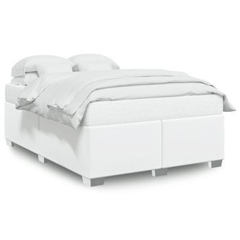 Cama De Matrimonio | Cama De Adulto | Estructura De Cama Sin Colchón Cuero Sintético Blanco 140x200cm