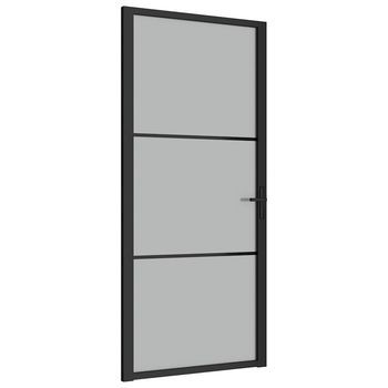 Puerta Interior De Vidrio Y Aluminio Negro Mate 93x201,5 Cm Vidaxl