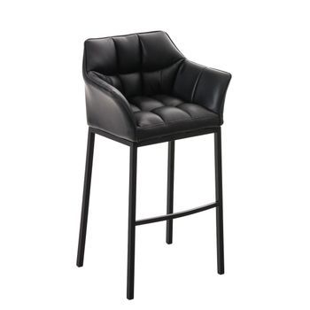 Taburete De Bar Damaso Cuero Sintético Con Base De Cuatro Patas Simil Cuero Negro 48x64x110 Cm Clp