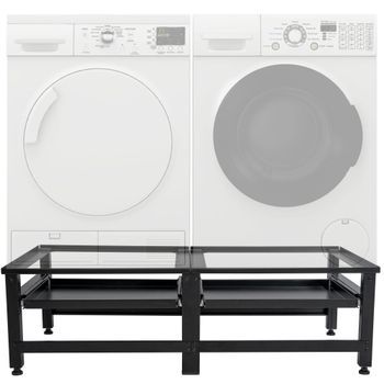 Pedestal Tampa Doble Para Lavadoras Metal Negro 61x124x38 Cm Clp