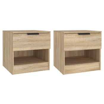 Pack 2 Uds Mesita De Noche | Armario De Noche | Mesa De Noche Madera Contrachapada Color Roble Sonoma