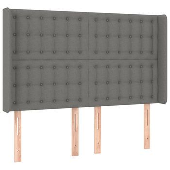 Cabecero Con Orejas De Tela Gris Oscuro 147x16x118/128 Cm Vidaxl