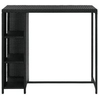 mesa bar  mesa de bistro estante almacenaje 120x60x110cm ratan sintetico negro