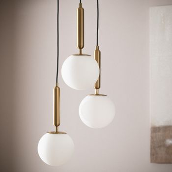 Ledkia Lámpara Colgante Metal y Cristal Tri Oto Dorado
