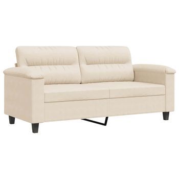 Sofá De 2 Plazas De Tela De Microfibra Beige 140 Cm Vidaxl