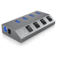 hub icybox 4 puertos 5 gbps ib-hub1405 aluminio alimentacion ac