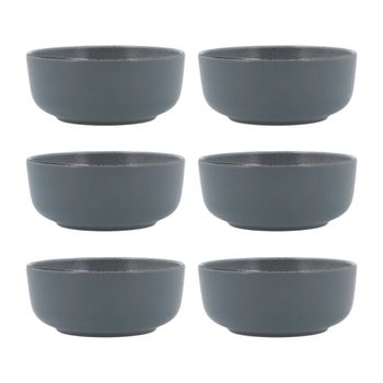 Set 6 boles cerámica gris 15 cm