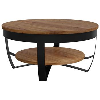 Mesa De Centro  65 X 32 Cm  Madera Maciza De Acacia Con Acabado Marrón Miel - Marrón