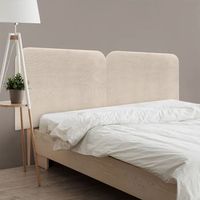 dhome cabecero blanco curvo tapizado en pana 210cm dual con patas altura 125cm para pared acustico absorbente cabezal cama dormitorio blanco 210cm dual