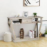 mesa auxiliar moderna con 3 repisas para entrada salon y oficina - natural 120x30x81 cm cfw11646