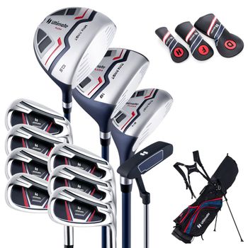 Costway Juego Completo de Palos de Golf para Hombres de 11 Piezas Bolsa de Palos de Metal con Capucha para Lluvia Soporte para Paraguas