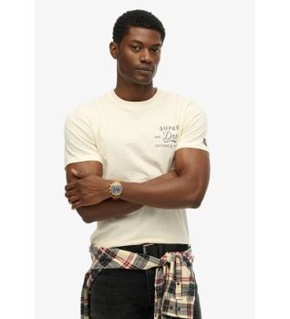 Superdry para hombre. M1012231A Camiseta Cutters blanco (S), Casual, Algodón, Manga corta