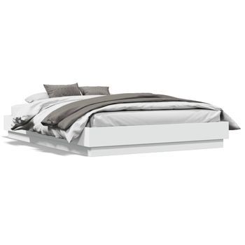 Cama Matrimonial | Cama Para Adultos | Estructura De Cama Madera De Ingeniería Blanca 140x190 Cm Cfw984357