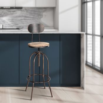 Taburete de bar industrial regulable en metal bronce