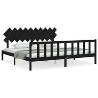 estructura de cama con cabecero madera maciza negro 200x200 cm vidaxl
