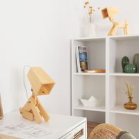 ledkia lampara de mesa de madera infantil coba doggi natural