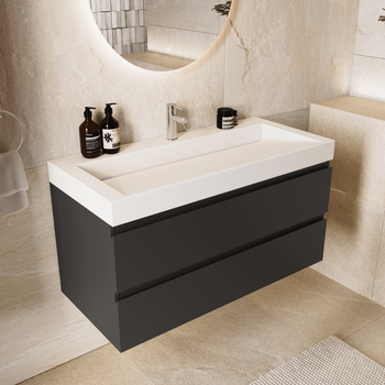 Mueble De Baño Zarivo 100 Cm - Negro Mate Lomazoo