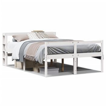 Cama Personas Mayores Y Cabecero Madera Pino Blanco 150x200 Cm Vidaxl